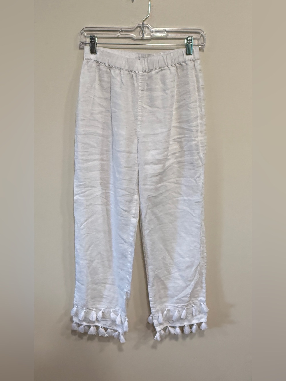 100% Linen Rachel Zoe Pants Tassel Hem Size XS